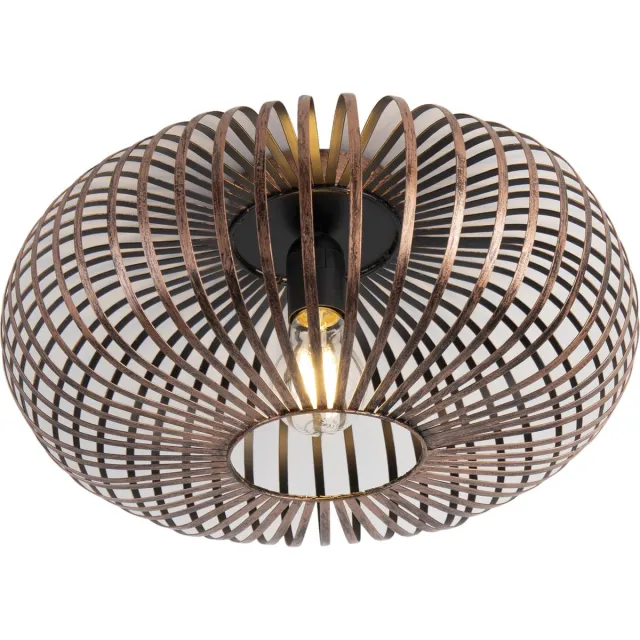 Trio JOHANN - Plafondlamp - Koperkleurig antiek - excl. 1x E27 4 W - Dimbaar met schakelaar - Niet extern dimmerbaar - Sterlichteffect - 4000K