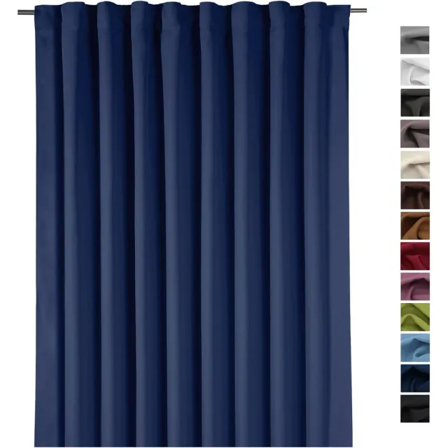 Famanu Gordijn XXL deco - gordijn - ondoorzichtig - verduisteringsgordijn - thermogordijn - 245 x 275 cm - koude - en warmte - isolatie ... uitpakken - ophangen - klaar type 139 (donkerblauw)