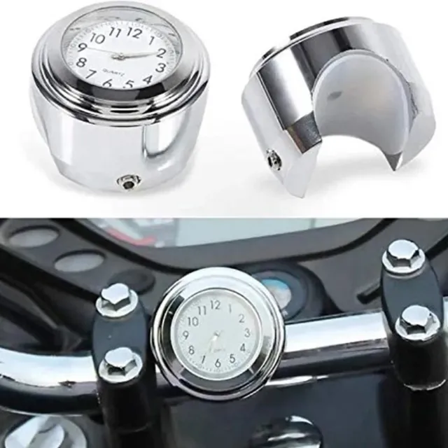 Actie4you® Motor Stuur Horloge - Stuur Klokje – Chroom met Witte wijzerplaat Chroom Wit