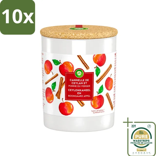 Air Wick 10 x Air Wick - Geurkaars - Kaneel & Boomgaard Appel - 35 Uur Brandduur - Wasstrips - Geurkaars - Kaneel - Boomgaard Appel - Warme Geur - Frisse Geur Rood