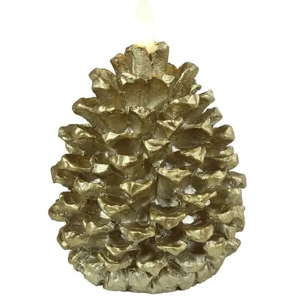 XLX® Dennenappel led kaars 13,5 cm goud