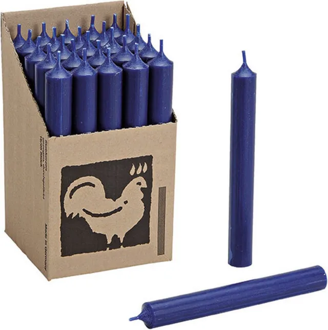 G. Wurm Hahn Dinerkaarsen - Donkerblauw - 25x stuks - 18 cm - sfeer kaarsen - 7 branduren - kandelaar