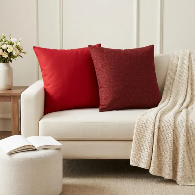 vidaXL Plaid kussen 2 st HEERLEN Rood 50 x 50 cm Stof