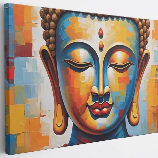 Saammp Canvas Schilderij - Boeddha - Abstract - 90x60 - Foto op canvas - Wanddecoratie - Muurdecoratie Woonkamer - Slaapkamer decoratie - Canvas Print Multicolor