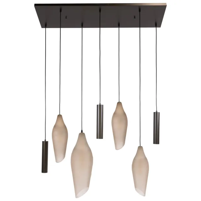 Nest of Nora Hanglamp Suni - Pendel 7-lichts 4+3 - Sienna bruin-frosted
