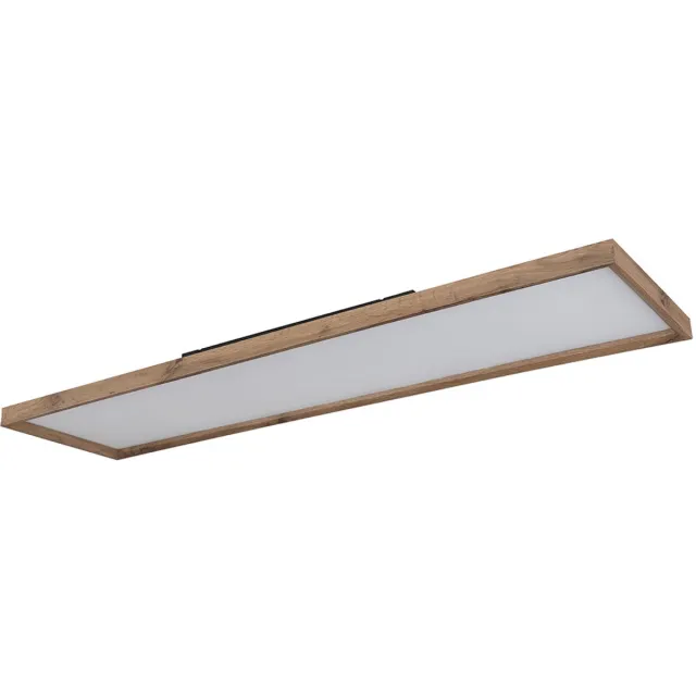 Globo Plafondlamp CCT slaapkamer landelijke stijl houten lamp, bruin opaal, LED 36W 2400lm 2700-6500K, LxBxH 120x30x8,5 cm