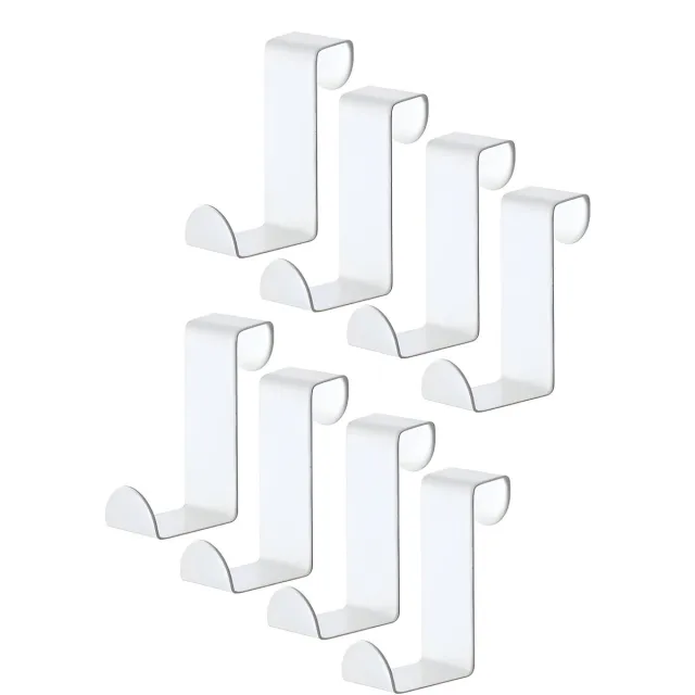 TOJ Deurhaken Set van 8 Stuks - Keukenkast / Deur Kapstokhaken - Ophanghaken - Deurkapstok - 5KG Belastbaar - RVS - Wit