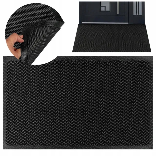 Vayox 3D Woonkamer Deurmat 80x120cm - Rubber Buitenmat Zwart