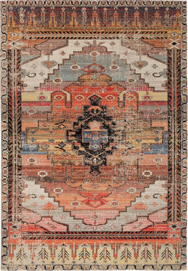 Pergamon Kortpolig design vloerkleed modern vintage oosters patroon Oranje Bruin