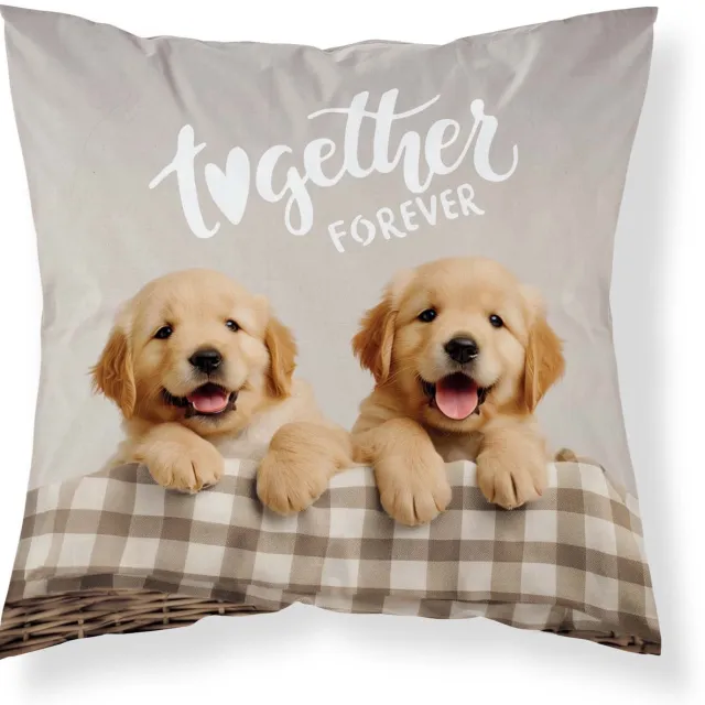 HUISDIER N HUISDIER Puppy Sierkussen 40x40cm Hondje Golden Retiever beige