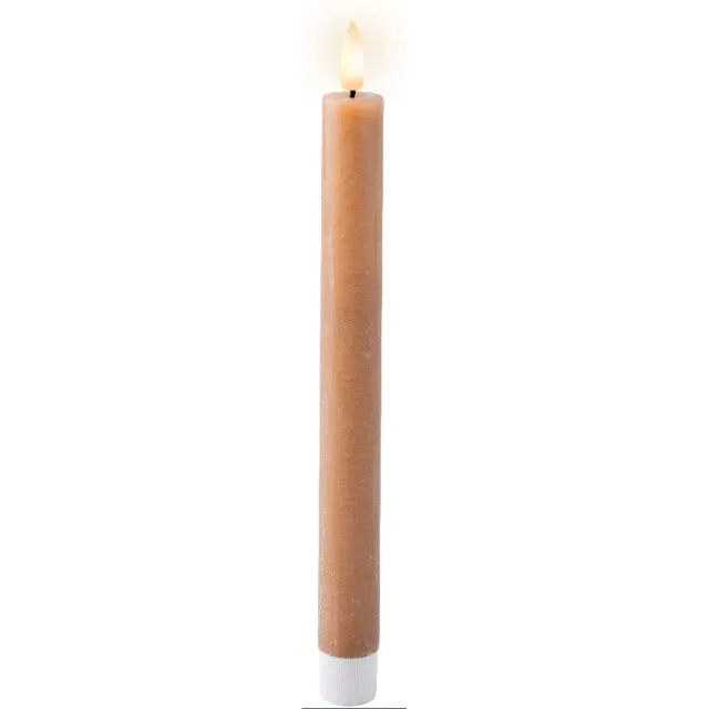 Lumineo Set van 2 LED dinerkaarsen met vlameffect bruin - ø2,2x24,5 cm