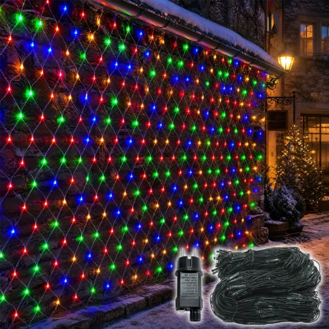 Froadp Lichternetz LED 3 X 2m Buiten En Binnen 8 Lichtmodi Lichterketting Netwerk Kleurrijke Lichterkettingennetwerk IP44 Waterdicht Met Steker Voor Kerstmis Halloween Bruiloft Feesttuin