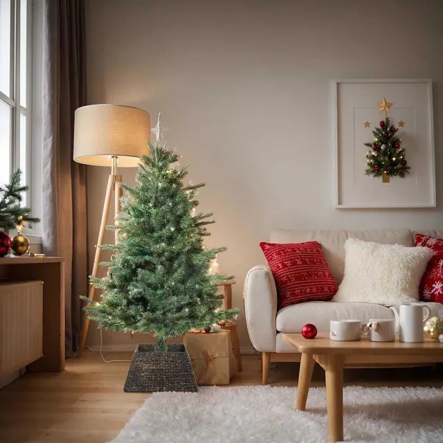vidaXL Kerstboomkraag Vierkant Zwart 50 x 50 x 25 cm Waterhyacint