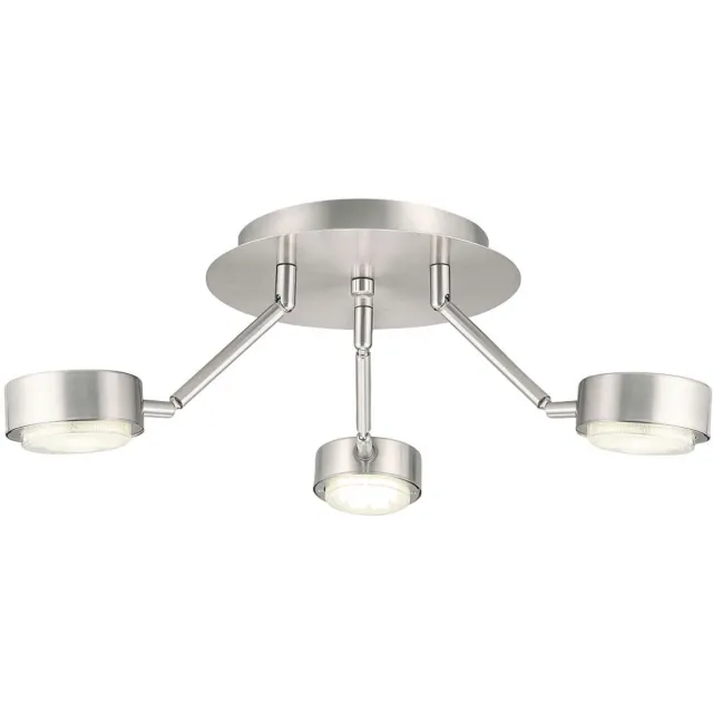 EGLO Plafondlamp verstelbare armen zilver woonkamer rond, mat nikkel, 3 vlammen, DxH 18,2x58