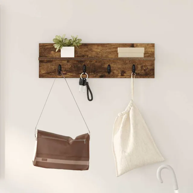 vidaXL Wandgemonteerde kapstok Gerookt eiken 60 x 10,5 x 18 cm Bruin
