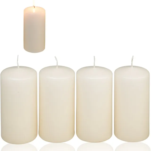 Candelo 4-delige set stompkaarsen Kerst Ambiente kaarsen – champagne – 4,8 cm x 8 cm – advent kerstdecoratie – kerstkaarsen voor adventskrans creme