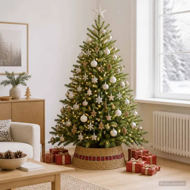 vidaXL Kerstboomkraag Rond Naturel Dia. 60 x 22 cm Zeegras