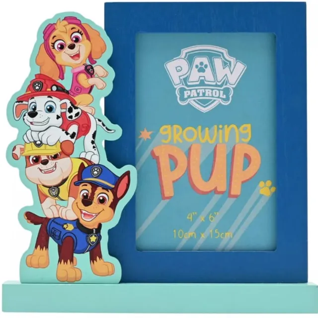 Widdop & Co Paw Patrol fotolijst met 'Chase - Sky - Rubble - Marchall' - Hout - 10 x 15 cm Blauw
