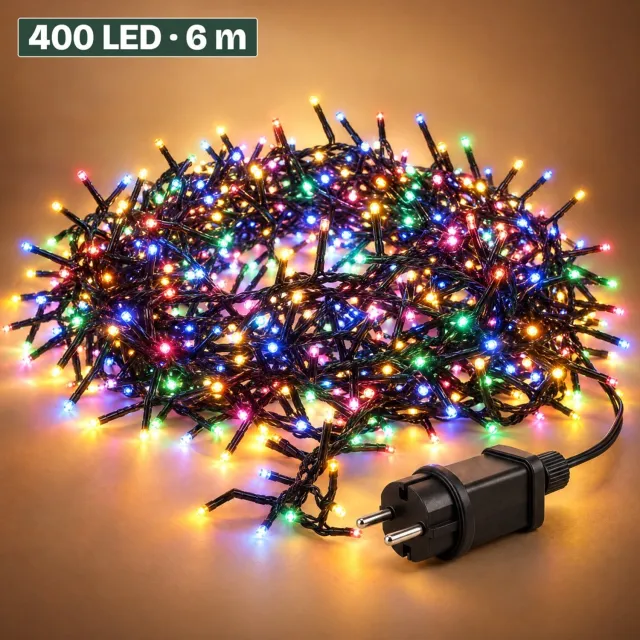 Levano Kerstverlichting Buiten - 400 LED 6 m Multicolor - Kerstboomverlichting - Clusterverlichting - Kerstlampjes - Lichtsnoer Binnen en Buiten - Lichtslinger Binnen - Kerstlichtjes - Buitenverlichting Kerst - LED Kerstverlichting met Timer