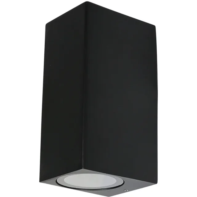 Vintag Wandlamp Zwart - Vierkant - Up & Down - 2x GU10 - Aluminium - IP65 - Binnen en Buiten