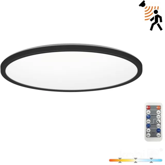 Kobi LED Plafondlamp NIVERA CIRCLE 24W Zwart - IP54 - 3CCT 3000K/4000K/6000K - Bewegings- & Daglichtsensor - met Afstandsbediening | Geen fitting | Warm Wit-Koel Wit-Daglicht | 24 watt | 30.000 Branduren