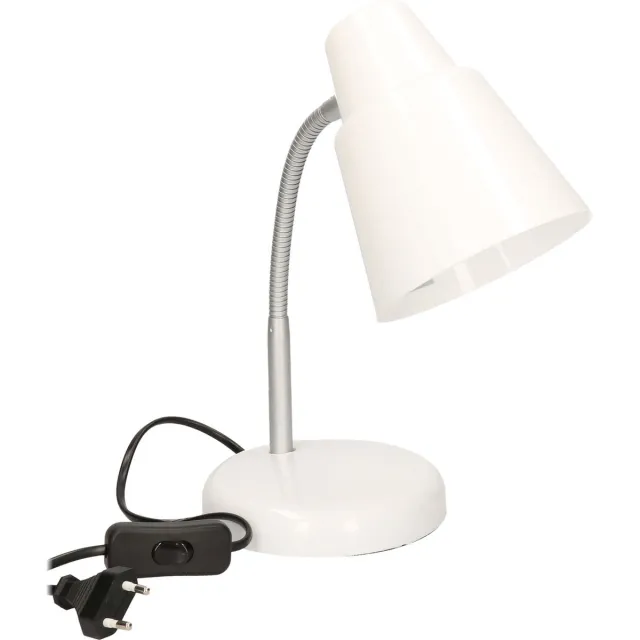 Gerimport Gerim Bureaulamp - wit - 14 x 34 cm - 40 watt - Buigbare leeslampen/ tafellampen