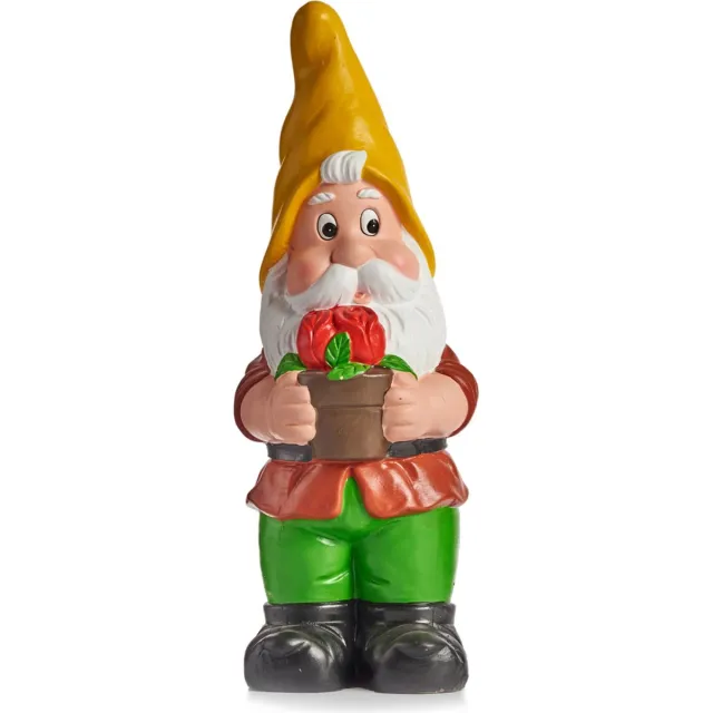 IBERGARDEN Tuinkabouter beeldje Dwerg met gele muts - Keramiek - 38 cm Geel