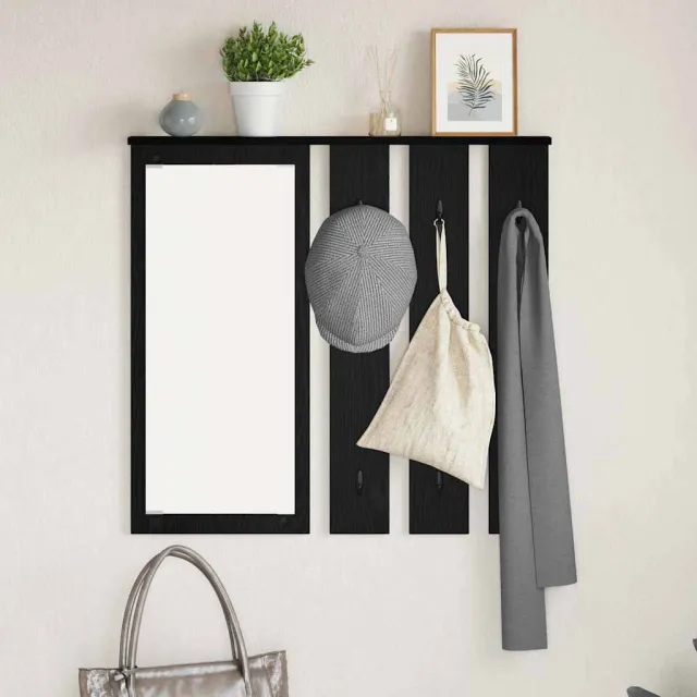 vidaXL Wandgemonteerde kapstok Zwart eiken 84 x 10 x 80 cm