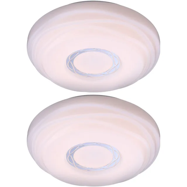 Globo Lighting Plafondlamp woonkamerlamp eetkamerlamp keukenlamp slaapkamerlamp, metaal acryl wit, LED 15W 1240 lumen 3000K warm wit, D 34 cm, set van 2