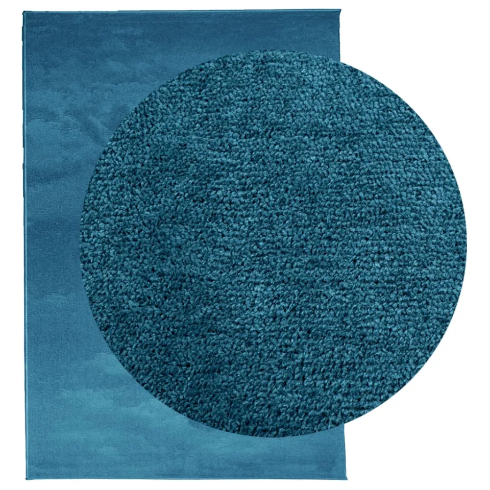 vidaXL Vloerkleed OVIEDO laagpolig 140x200 cm turquoise Blauw