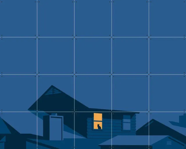 IXXI Rooftops Night, Tim Lautensack - 100 x 80 cm - Grote wanddecoratie en posters - Minimalisme, Geometrische Kunst, Digitale Kunst, Modern, Gang Blauw