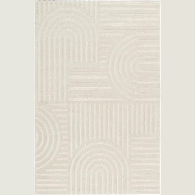 TESSO LIVING Modern Laagpolig Vloerkleed in Boho Stijl – 120 x 160 cm – Crème – Premium Woonkamer Tapijt – Japans Design met Duurzame Jute onderkant Off White