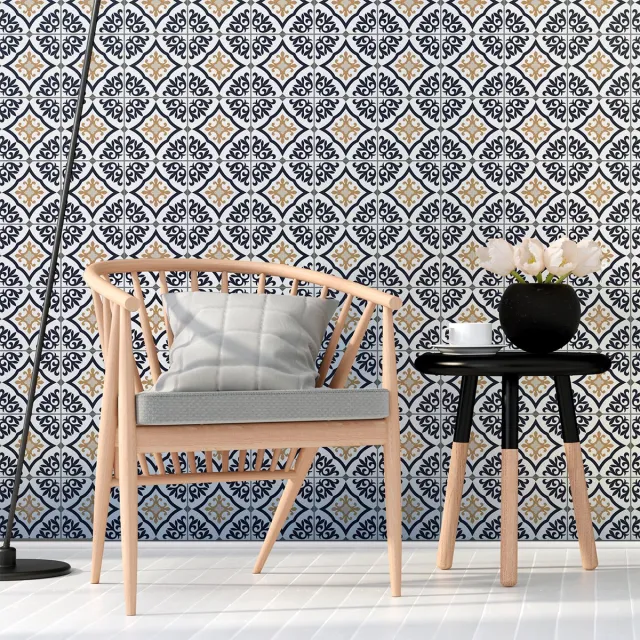 Ambiance Sticker Zelfklevende tegelmuurstickers voor keuken en badkamer - 24 Estrela Azulejo tegelstickers - 24 stickers van 15x15 cm Multi color