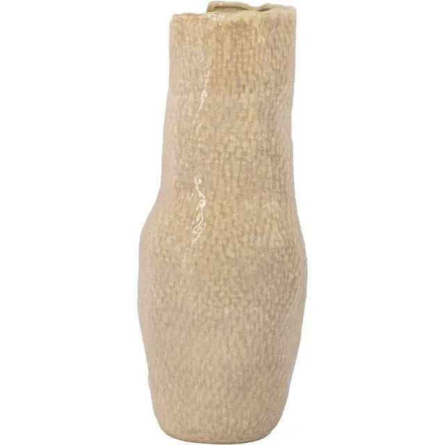 homebound by ky Aardewerk vaas zand | 15x15x33,5cm | bloemenvaas keramiek off-white