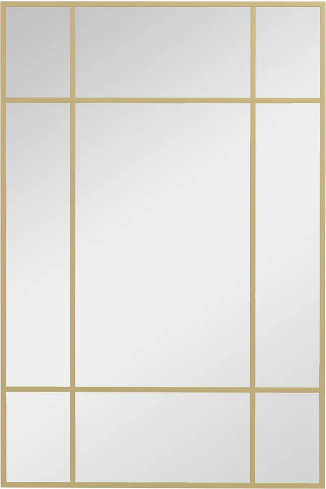 Homona Wandspiegel met metalen frame - Gitterdesign - Horizontaal of verticaal ophangbaar - 90 x 2 x 60 cm - Goudkleurig