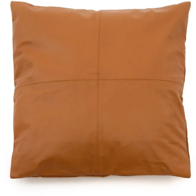 Bazar Bizar The Four Panel Leren Kussenhoes - Camel - 60x60 Natural