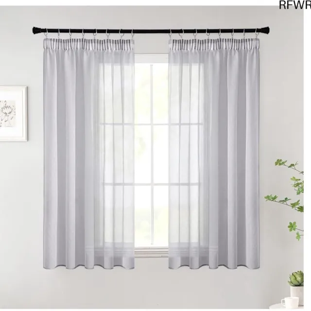 RFWR Transparante Korte Gordijnen 140 x 145 cm – 2 Stuks – Modern Design voor Slaapkamer en Woonkamer