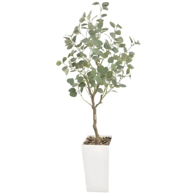 Happiq Kunstmatige Eucalyptus Boom - Voor Indoor & Outdoor Thuisdecoratie - Nepplant, Faux Stijl - 150cm, Witte Pot - Groen Green