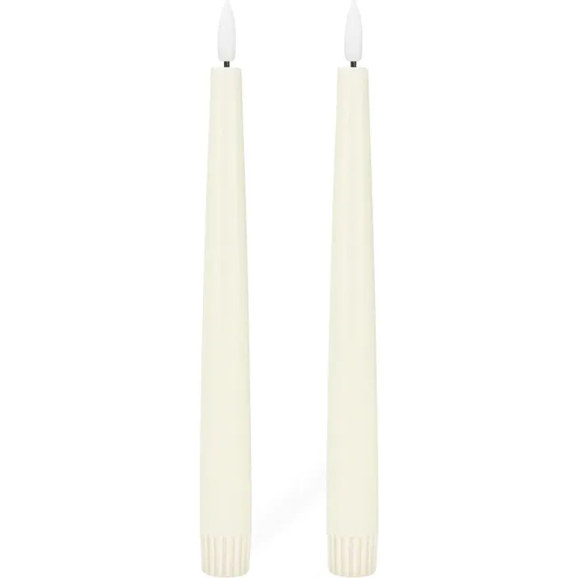 AXBO 2x Diner Led kaars - 25 cm- Echte Wax - Vlamloze veilige kaars - batterij - Brandveilig - Flameless candle - Kindveilig - Realistisch vaste vlam - Decoratie - Kerst - Tijdstimer - Realistisch Ivory