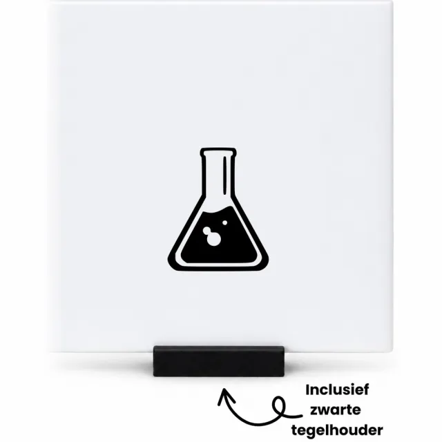 Hacebo Scheikunde tegeltje met tegelhouder - Docent - Beste scheikundige - tegeltjes met tekst - Chemisch - Natuurkunde - Set - Physics - Cadeau - Accessoires - spreuktegels - 10.8x10.8 CM Wit
