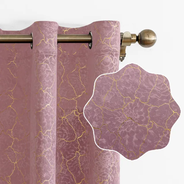 Famanu Set van 2 thermische verduisterende gordijnen, 140 x 245 cm, luxe fluweel, warmte-isolerend, modern design met oogjes, roze, ideaal voor het creëren van een elegante sfeer in elke kamer goud