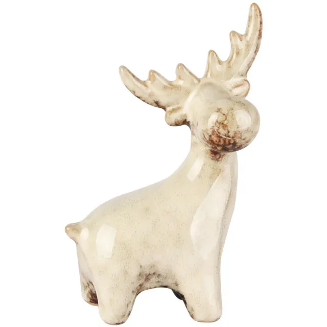 dekoratief Rendier staand, beige, porselein, 10x5x12cm | A255107 Wit