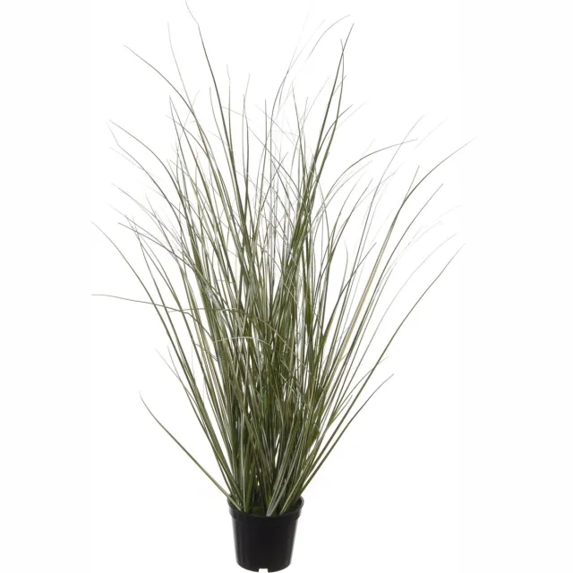 Louis Maes Pennisetum siergras kunstplant - zwarte pot - 50 cm - realistisch - binnenshuis Groen