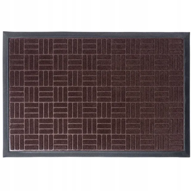 Galicja KADAX Deurmat, 60 x 40 cm, deurmat voor binnen en buiten, wasbare rubberen voetmat voor huisdeur, entree, vuilvangmat van rubber, schoonloopmat, deurmat, bruin