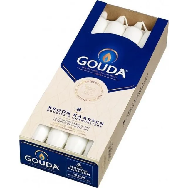 Gouda kroonkaarsen 240/24 wit 2 verpakkingen