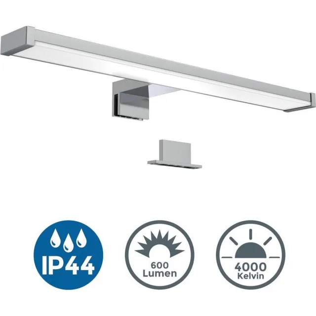 B.K.Licht LED Spiegellamp - chroom - badkamerlamp - spiegelverlichting - l:40cm - IP44 - 4.000K - 600 Lumen - 7W LED zilver