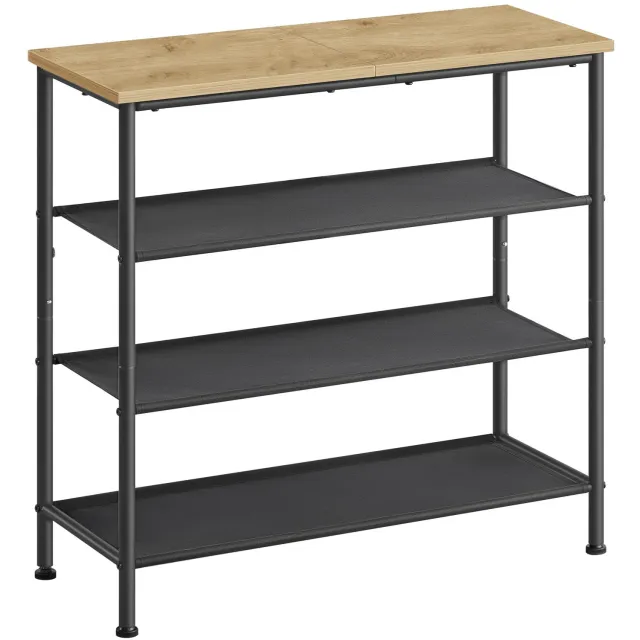 Oskar Industrieel schoenenrek met bovenblad - Artisan eikenlook en zwart - Verstelbare voeten - 75 x 30 x 71 cm Artisan-eikenkleur; Zwart
