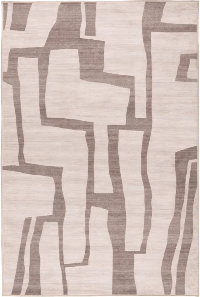 Padiro design laagpolig vloerkleed 200 x 290 cm - lichtbeige - modern abstract ontwerp - voor vloerverwarming - van polyester