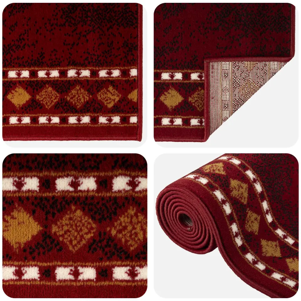 vidaXL Tapijtloper FLORNES Geweven Rood Diamanten 80 x 150 cm PP 7 mm, foto 3