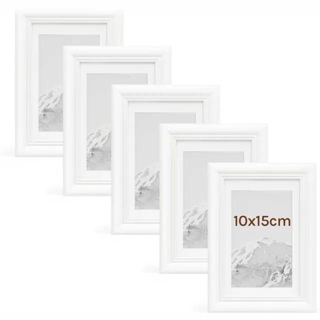 Famanu Fotolijstje Wit set van 5 in Houten en glas,Fotolijstjes Decoratief 10x15cm,9401-5